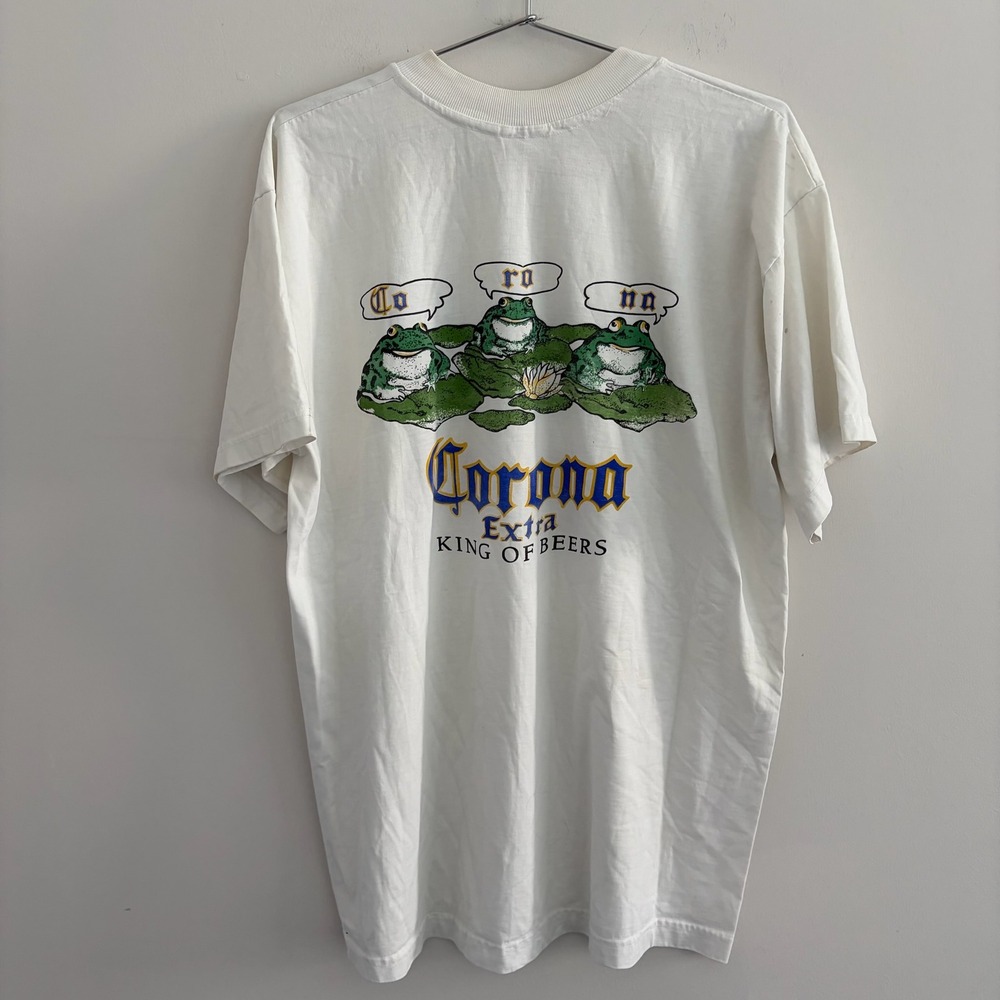 Vintage Corona Extra Mazatlan Frogs White T-Shirt XL King of Beers Beer Graphic